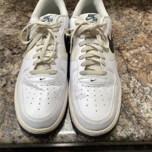 Nike Air Force 1 White and Navy Sneakers Size 12